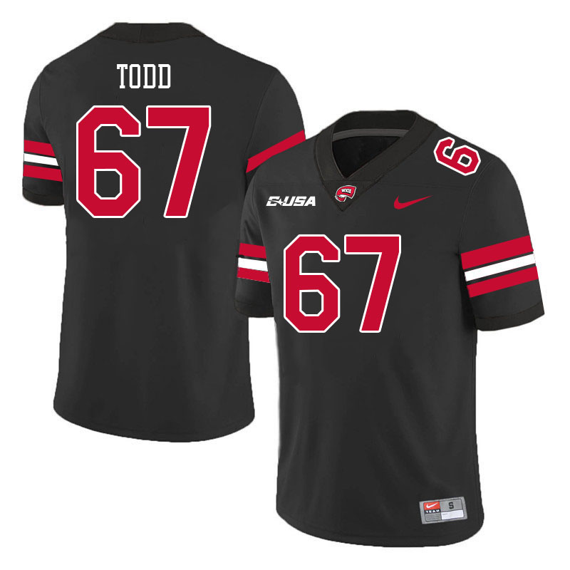 Western Kentucky Hilltoppers #67 Hayden Todd College Football Jerseys Stitched Sale-Black